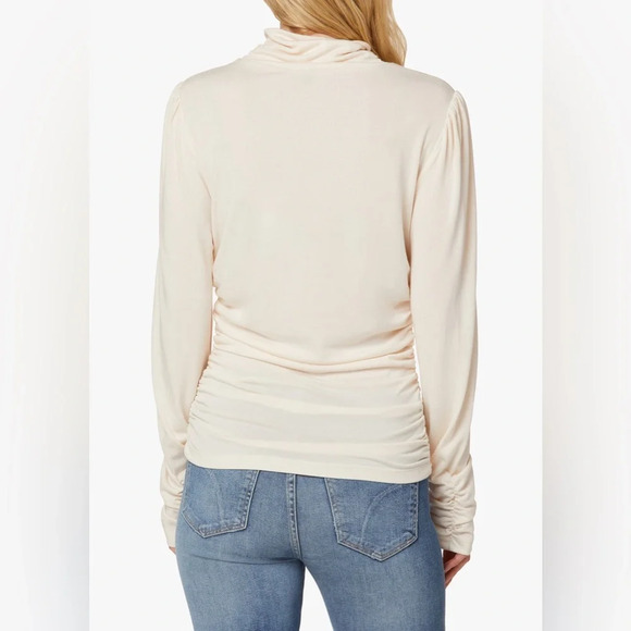 NWT Joe’s Jeans Laurel Ruched Turtleneck Sea Salt Ivory Small - Picture 3 of 8